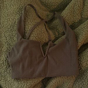 BuffBunny Ribbed Sports Bra in Brown